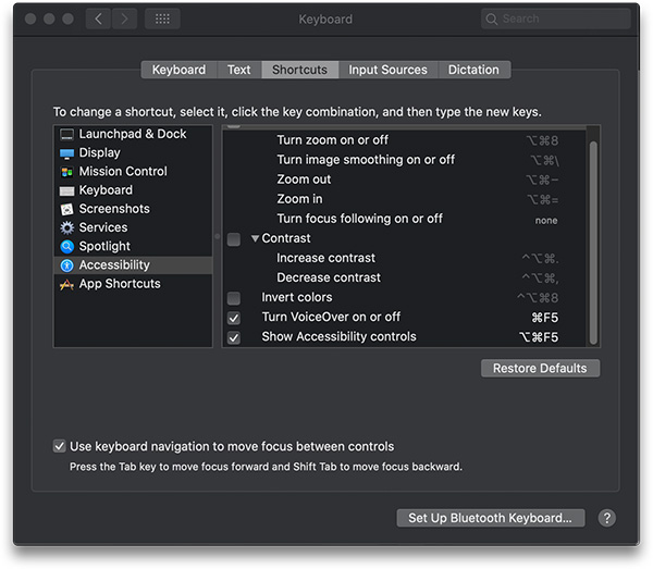 Macintosh Accessibility Settings