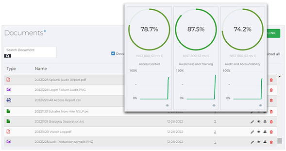 Apptega provides tracking for control families and document management.